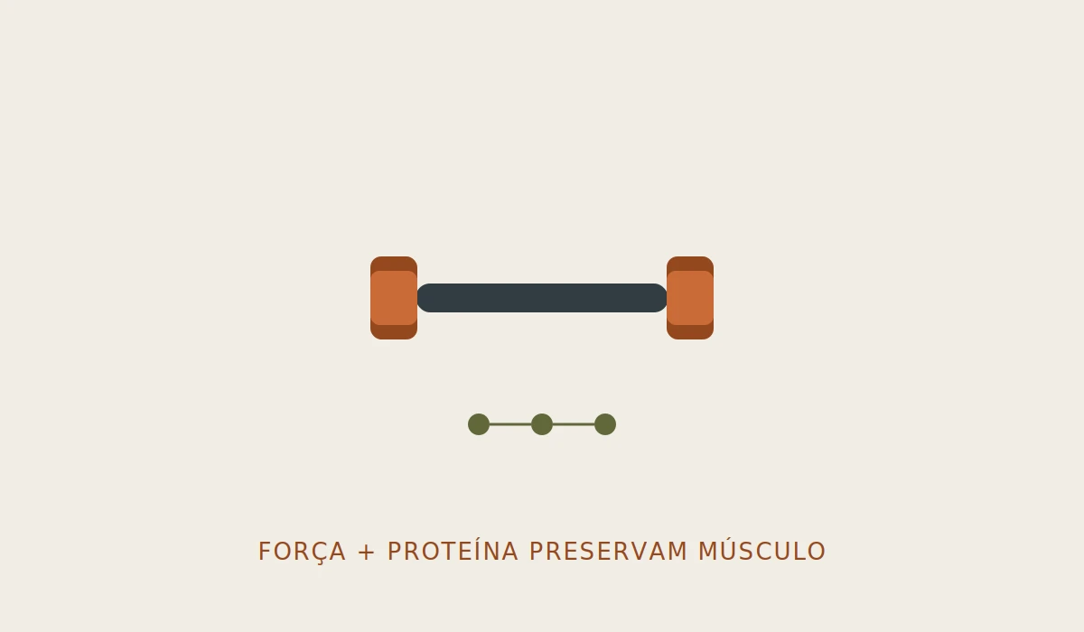Ilustração representando força e proteína para preservar massa muscular